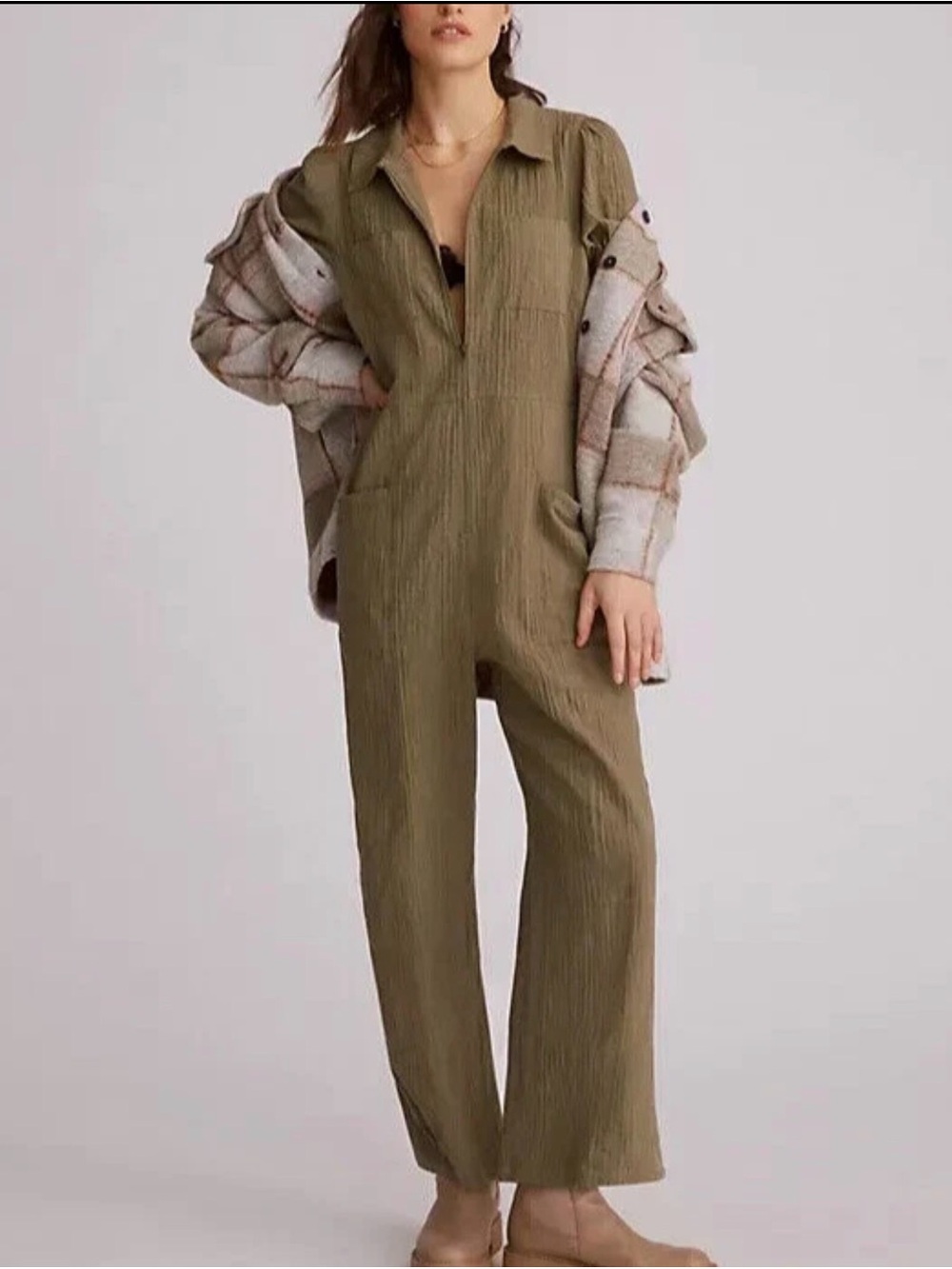 Anthropologie The Odells Tamil Textured Utility Jumpsuit Coveralls